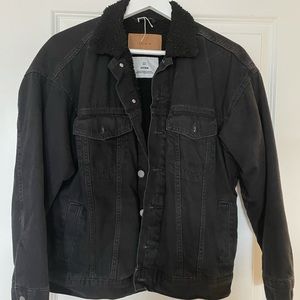 Black fur jean jacket